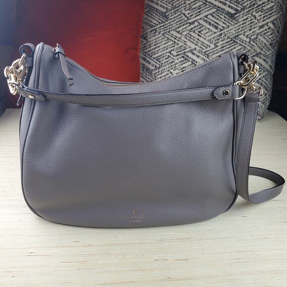 KATE SPADE | Vivian Mulberry Street  | Hare Grey  |  Pebbled Leather |  Hobo Bag - Picture 1 of 10
